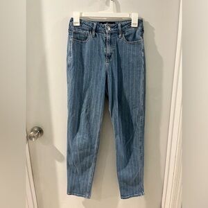 Hollister Denim Pinstriped Ultra High Rise Mom Jeans, size 5